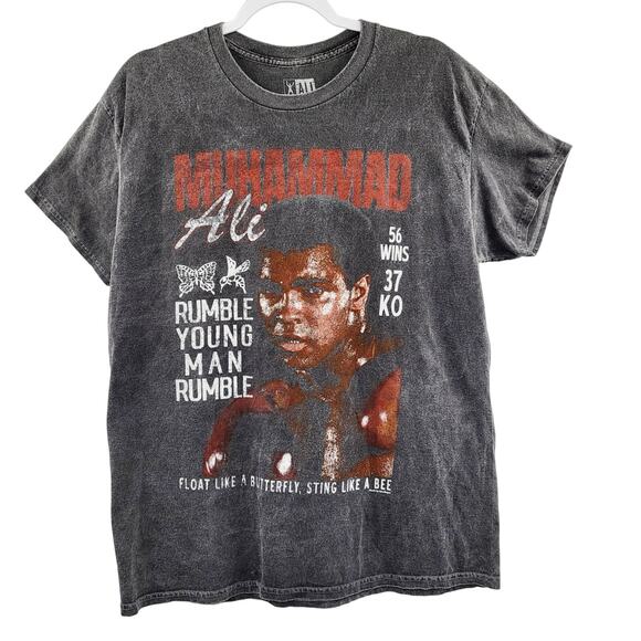 Muhammad Ali RUMBLE YOUNG MAN RUMBLE Faded Gray Graphic T-Shirt Men's Size L - Picture 1 of 3